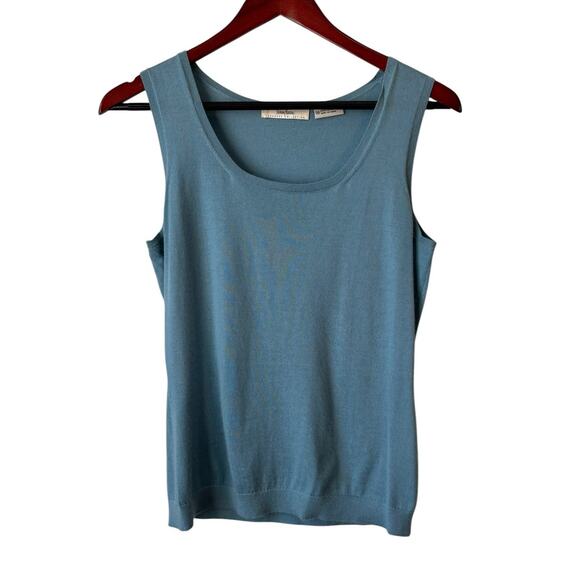 Neiman Marcus Cashmere Collection 100% Cashmere Scoop Neck Tank Top Blue Size M - Picture 1 of 5